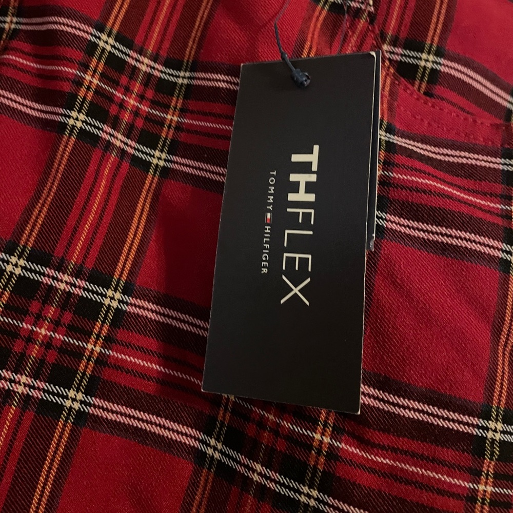 NWT Tommy Hilfiger The Flex Red Plaid Pants 24W‎ - Picture 8 of 9
